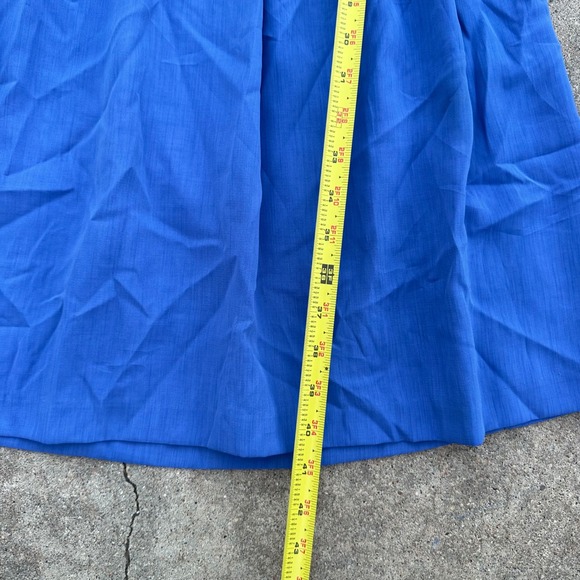 Leslie Fay Petite Vintage Belted Shirt Dress Pleated Career‎ Blue 8P - Picture 5 of 13